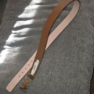 Michael Kors Tan and Pink Belt with Gold Logo